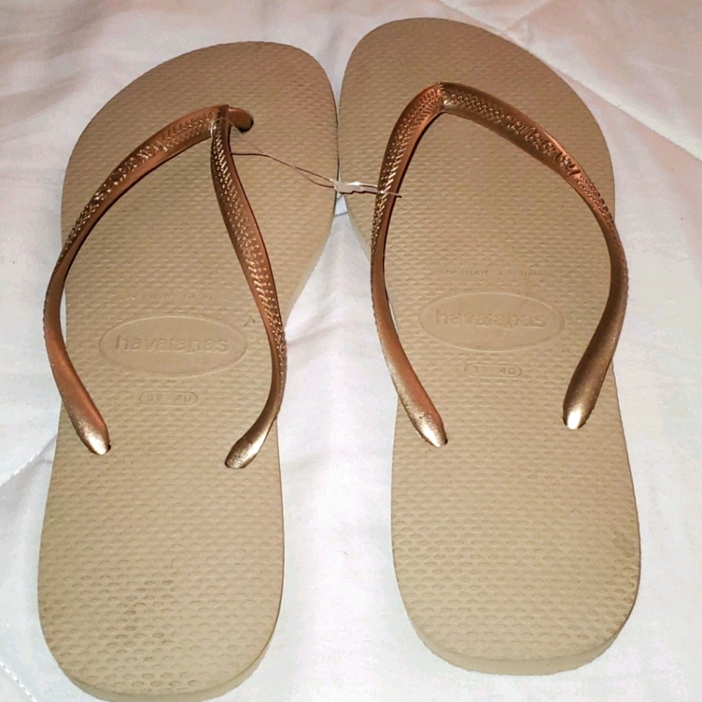 Havaianas gold flip flops